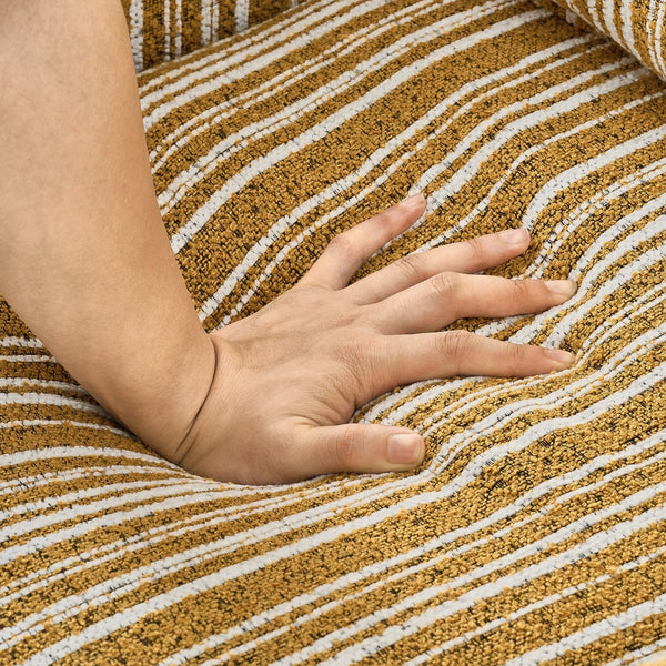 English Elm Modern Striped Upholstered Accent Chair with Arms, Nailhead Trim, Solid Wood Frame and Plush Foam Seating Yellow W3373P363921