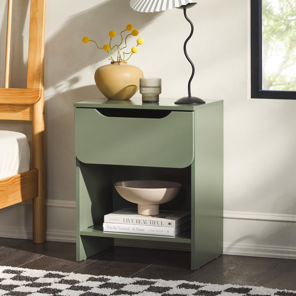Domm Modern Scandinavian Nightstand with Open Cubby, Sleek Design & Quick 30-Minute Assembly