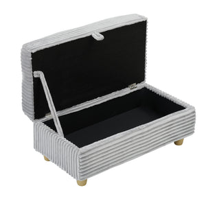 English Elm Grey corduroy single sofa with ottoman storage, built-in armrest compartments, washable covers, 500lb capacity W1658S00139