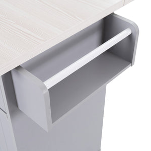 English Elm K&K Kitchen Island with Tilt-Out Trash Can, Drop Leaf Counter, Adjustable Shelf, Rolling Cart Grey WF326381AAG