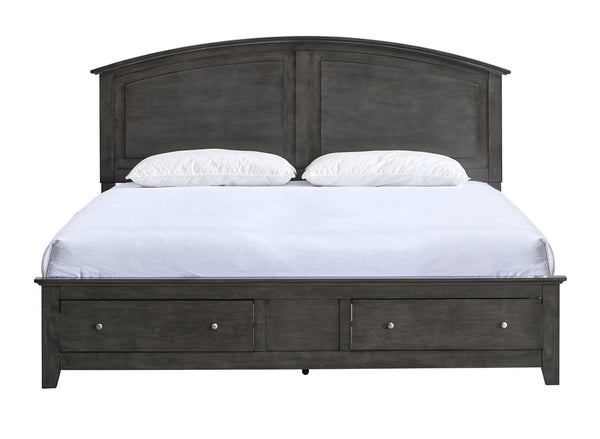 English Elm Hammond Farmhouse Panel Full Bed with Two Under Frame Storage Drawers Slatted Base Gray B078S00675
