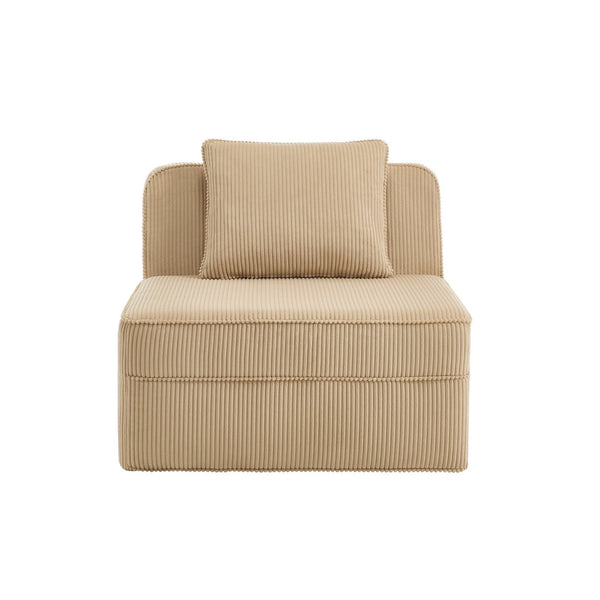 English Elm Martha Armless Corduroy Sofa Deep Seat Lounge Design with Cloud Comfort Pillows Camel W3041P353166