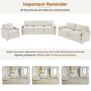 English Elm Cozy Upholstered Sofa Set - Oversized Chenille Cloud Couch With Double Cushion & Ergonomic Arms N719S001921A