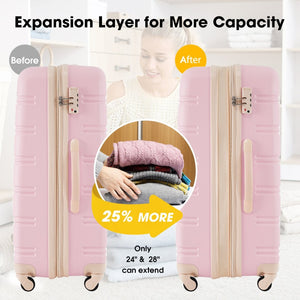 English Elm Hardshell Abs Spinner Luggage Set with Tsa Lock Expandable Travel Carry on Suitcase Light Pink PP309434AAU