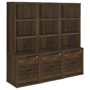 English Elm Geary Modular Three Piece Bookcase Wall Unit with Locking Drawers and Usb Charging Dark Brown B062S01704