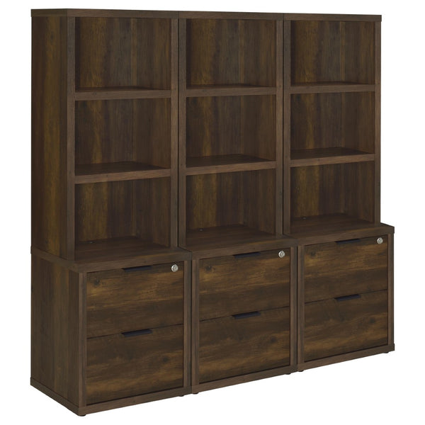 English Elm Geary Modular Three Piece Bookcase Wall Unit with Locking Drawers and Usb Charging Dark Brown B062S01704