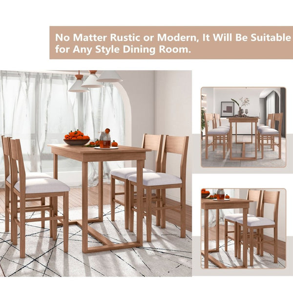 English Elm Topmax Farmhouse Counter Height Dining Set Seats Four with Cushioned Chairs Acacia Veneer SP000230AAD