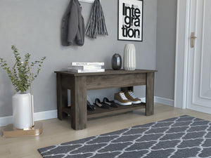 English Elm Daffodil Storage Bench with Liftable Top and Lower Shoe Panel — Light Oak White Accent Seating with 37.3" W Top Compartment Brown 44 L x 24 W x 5 H B128P148903