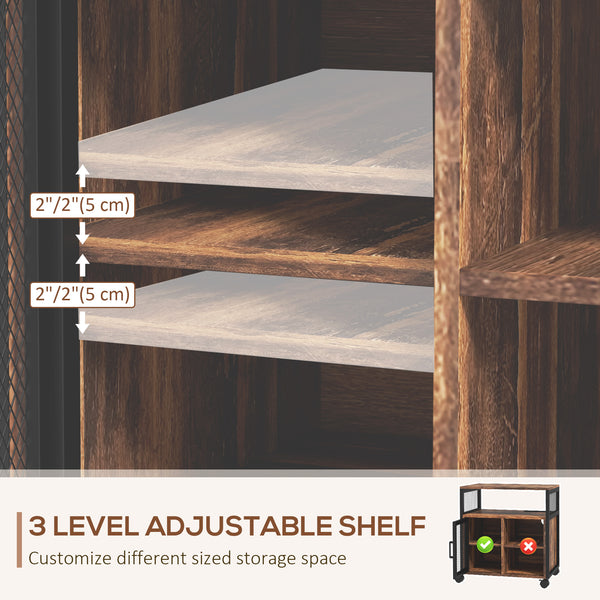 English Elm Vinsetto Rustic Brown Mobile Printer Stand with USB & AC Outlets, Adjustable Shelves, Wheels W2225P173911