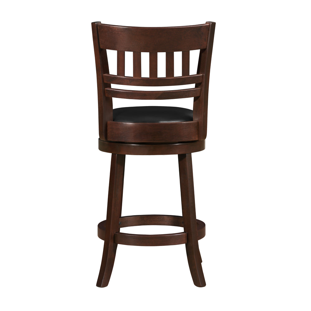 English Elm 360-Degree Swivel Counter Height Chair In Dark Cherry - Solid Wood, Ergonomic Comfort & Style! B011P220991