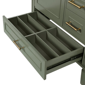 English Elm 30" Elegant Bathroom Vanity with Ceramic Sink, Soft-Close Door & 3 Drawers, Gold Handles, Durable Finish Olive Green N729P184479O