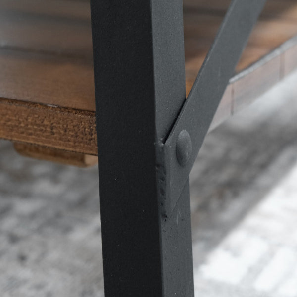 English Elm Wallace & Bay - Brown End Table - Rustic Solid Wood Design With Steel-Gray Accents For Modern Living Spaces B2709P212391-GIGA