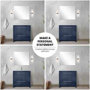 English Elm Navy Blue Bath Vanity With White Quartz Top & Brushed Nickel Faucet – Stylish Storage Solution! P1 B2731P259341-GIGA