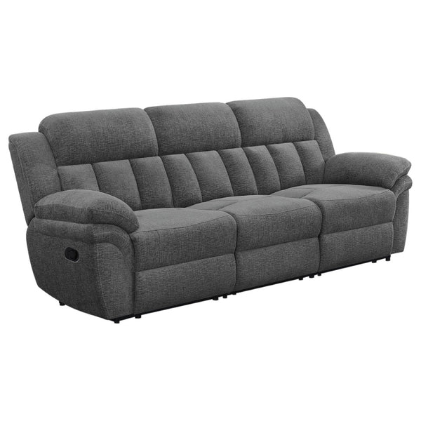 English Elm Divine Charcoal Fabric Reclining Sofa with Diamond Tufting and Pillowtop Arms B062S01412