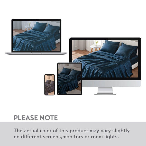 English Elm Satin Luxury Sheet Set King - Silky Smooth, Wrinkle-Resistant, Elegant Bedding For Ultimate Comfort B035P294489-GIGA