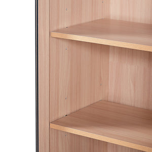 English Elm 67.2" Tall Bathroom Storage Cabinet with Tempered Glass Doors, Adjustable Shelves, Soft-Close Hinges and Anti-Tip Safety Black N729P310006B