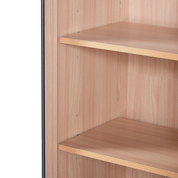 English Elm 67.2" Tall Bathroom Storage Cabinet with Tempered Glass Doors, Adjustable Shelves, Soft-Close Hinges and Anti-Tip Safety Black N729P310006B