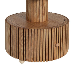 English Elm Unique Clover Shaped Stone Texture Side Table with Drawer Organic Sculptural Accent N770P355454N