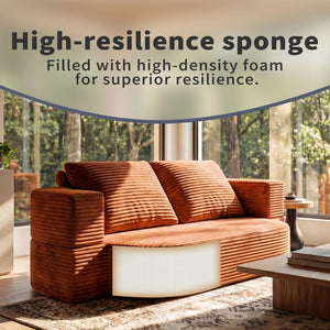 English Elm 78.7" Convertible Corduroy Futon Sofa High Density Foam Sleeper Bed for Guests W3108P416090