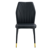 English Elm 4 Modern Dining Chairs With Stylish Pu Patterned Backrest and Black Metal Legs For A Comfortable Home Experience In The Kitchen, Bedroom and Office.