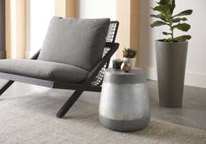 Sunpan Aries End Table - Stunning Metallic Accents with Industrial Grey Concrete for Indoor & Outdoor Use Silver