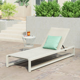 Christopher Knight Home® - Noble House - Modesta Outdoor Aluminum Chaise Lounge With Mesh Seating, White