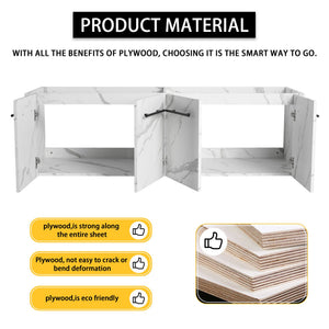 English Elm 60 Inch Wall-mounted Bathroom Vanity Cabinet with Soft-Close Doors, Eco Plywood, Scratch & Water-Resistant Finish White W999P208037