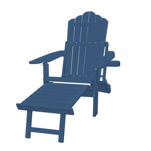 English Elm Adirondack Outdoor Patio Chair Polystyrene Wood Grain Finish with Retractable Footrest T3609P482843