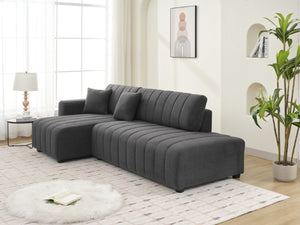 English Elm Scandinavian Channel Tufted L Shaped Sectional Sofa with Plush Foam Cushions B2730S00041