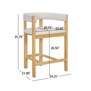 English Elm Christopher Knight Home® - COUNTER Mid-Century Modern 2-Piece Upholstered Barrel Back Stools with Rubberwood Frame and Foam Padding Beige+Natural N771P243848N