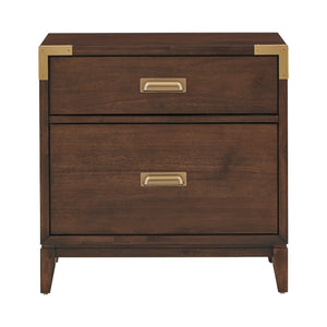 Homelegance Julius Walnut 2-drawer Nightstand with Usb Ports and Gold Hardware 266B-4(N1)