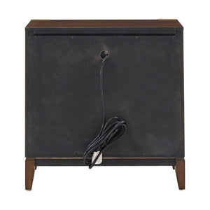 Julius Walnut 2-drawer Nightstand with Usb Ports and Gold Hardware