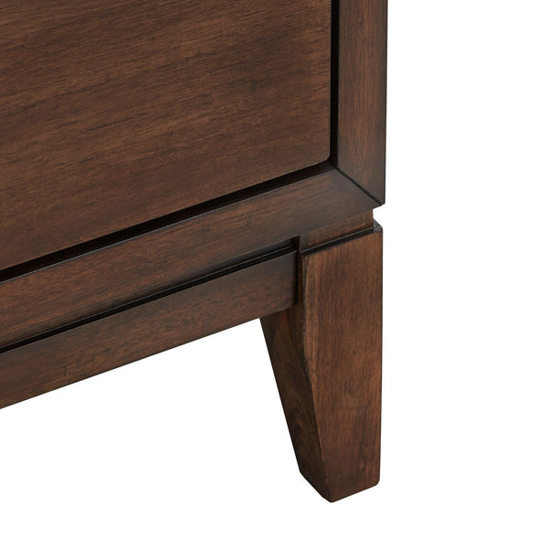 Julius Walnut 2-drawer Nightstand with Usb Ports and Gold Hardware