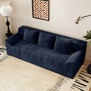 English Elm 71" Corduroy Tufted Loveseat with Deep Seat and Curved Back for Compact Living Spaces Aged Blue W5571P440916