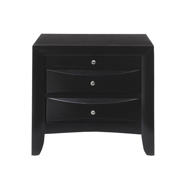 English Elm Wooden Nightstand With 2 Dovetail Drawers And Pull-Out Tray In Sleek Black Finish For Modern Style B016P252896-GIGA