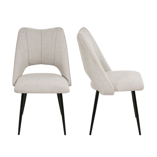 English Elm 4-Chair Modern Linen Dining Set with Metal Legs, High-Resilience Cushions, Adjustable Feet, 265lb Capacity Beige W757P304081