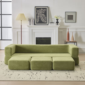 English Elm Ebern Convertible Sectional Sofa - Soft Chenille Floor Bed With Foam Comfort For Small Spaces W1829P280223