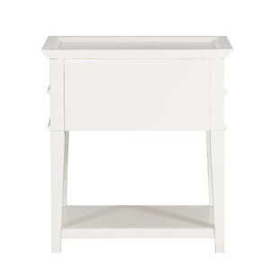 English Elm Carmona Midnight Blue Tray Top Nightstand with Two Drawers, Open Shelf, Brushed Gold Ring Pulls White B050P376937