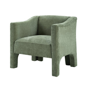 English Elm Modern Barrel Accent Chair Chenille Upholstered Wraparound Armchair for Any Room Green N763P336531F