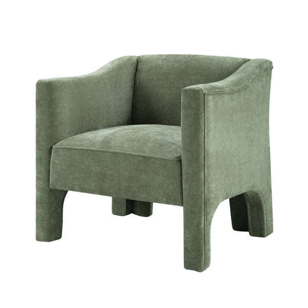 English Elm Modern Barrel Accent Chair Chenille Upholstered Wraparound Armchair for Any Room Green N763P336531F