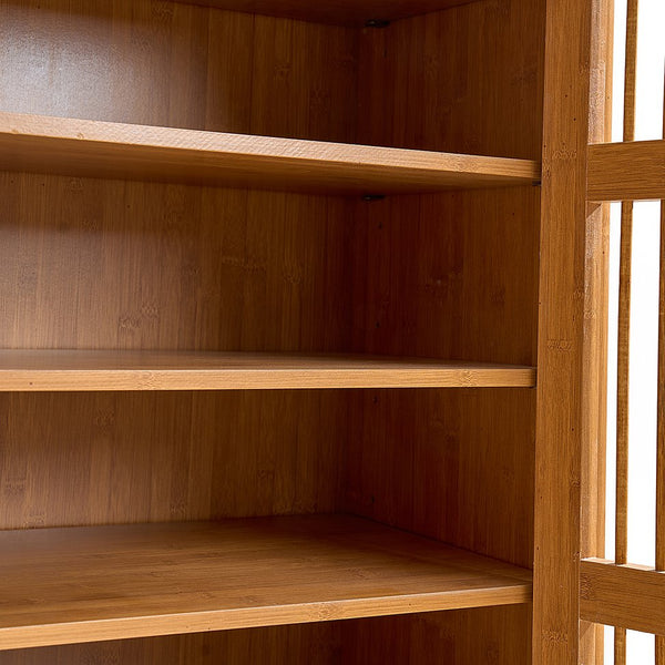 English Elm Shoe Cabinet with Louver Doors, 6-Tier Adjustable Shelves, MDF Storage Rack with Metal Legs for Entryway Natural W3417P388711