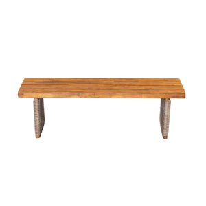 English Elm Christopher Knight Home® - Outdoor Acacia Wood Dining Table Set With Bench - Weather-Resistant, Easy Assembly, Custom Colors N773OD00039B