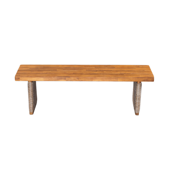 English Elm Christopher Knight Home® - Outdoor Acacia Wood Dining Table Set With Bench - Weather-Resistant, Easy Assembly, Custom Colors N773OD00039B