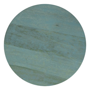 English Elm Robbie Solid Mango Wood Round Accent Table Sculptural Boho Side for Living Room Teal B136P420293