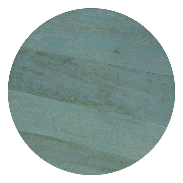 English Elm Robbie Solid Mango Wood Round Accent Table Sculptural Boho Side for Living Room Teal B136P420293