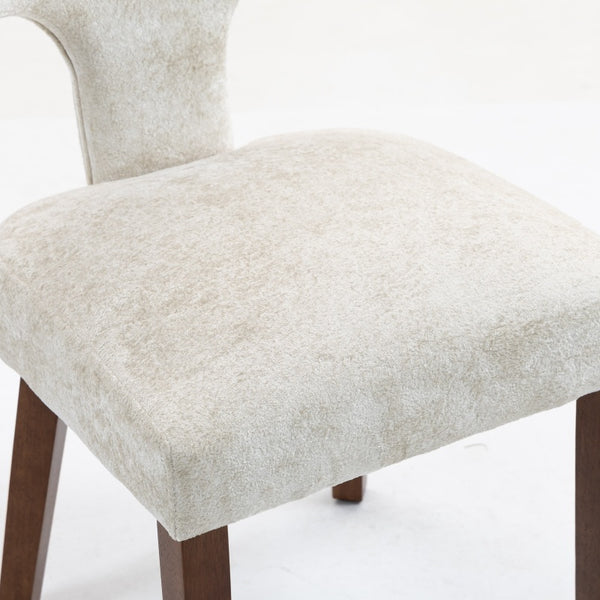 English Elm Mid Mid Century Modern Dining Chairs Set of 2 Upholstered Linen Accent Chairs with Solid Wood Frame, Ergonomic Support and Nailhead Trim Beige W794P335667