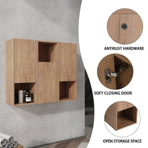 English Elm 36" Bathroom Side Cabinet - Stylish Wall-Mounted Storage, Soft-Close Doors & Durable Imitative Oak Finish W999S00374