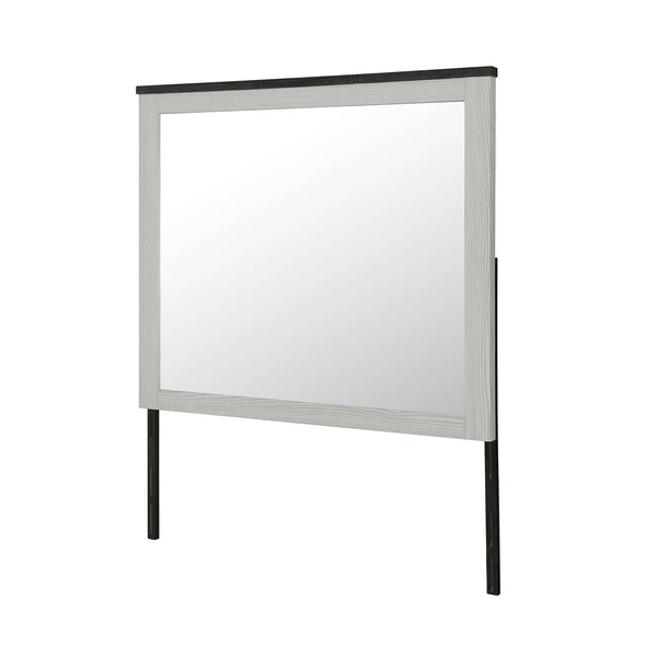 English Elm Avery Beige Mirror with Sleek Wood Frame, Large Attaching Dresser Mirror with Dark Top Accent B201P390585