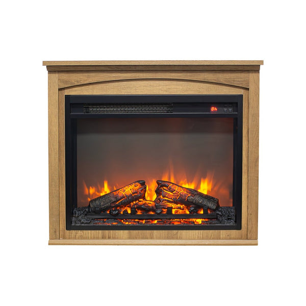 English Elm 26 Inch Slim Electric Fireplace Insert with Log Set Realistic Flame and Remote Timer W1769P345278