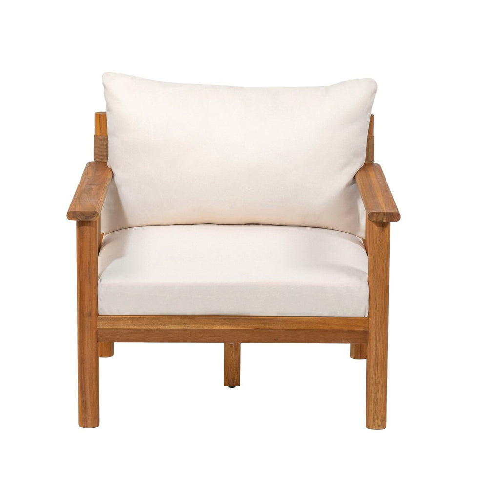 English Elm Patio Acacia Wood Club Chair with Textilene Back and Cushion for Outdoor Decks N776P369380W